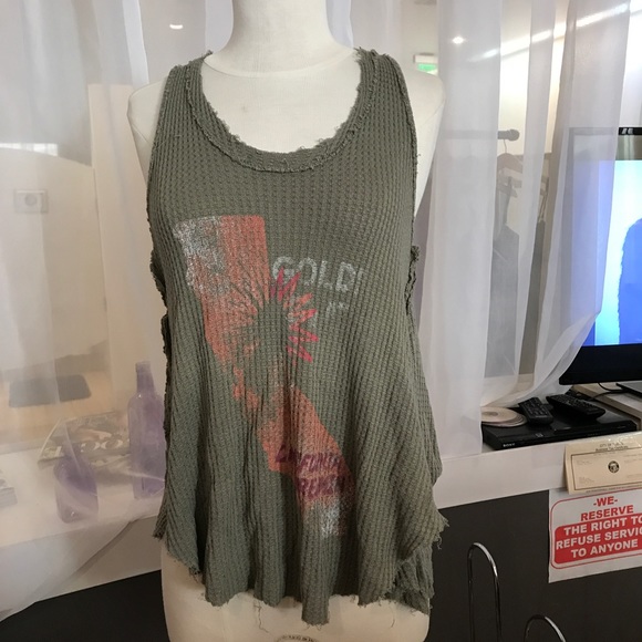 Free People Tops - Free People Waffle Knit Tank Green